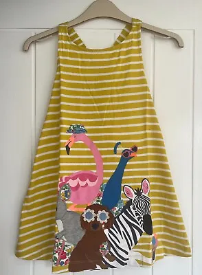 New Mini Boden Girls 2/3 4/5 7/8Years Applique Yellow Animal Cotton Jersey Dress • £9.99