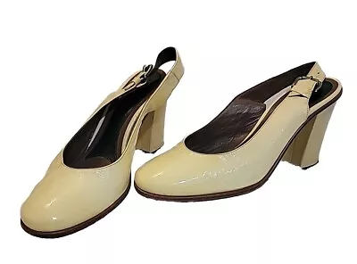 MARNI Vintage Pale Yellow Patent Leather 39.5/US 9 Women's Sandals Shoes  • $49.99