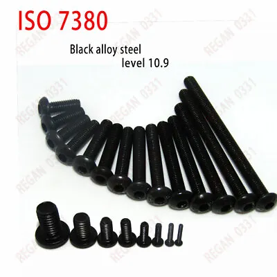 25/50/100x M3 Black Alloy Steel Allen Hex Socket Button Head Screw Bolt ISO7380 • $5.81