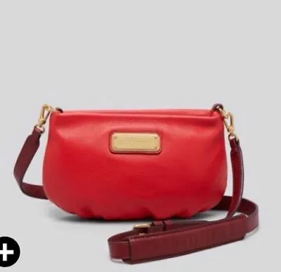 MARC By MARC JACOBS Classic New Q Percy Crossbody Leather Bag Rosey Red Burgundy • $88