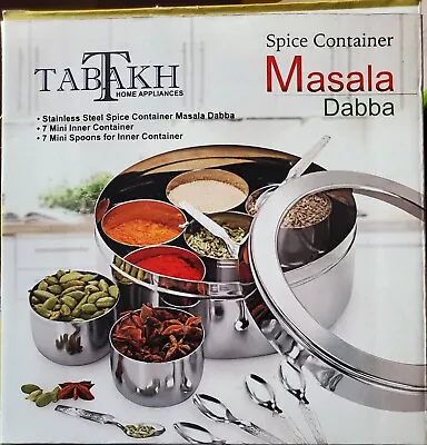 Stainless Steel Acrylic Spice Box With 7 Containers Masala Dabba Spice  • $24.99