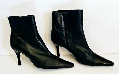 Via Spiga Pointy Stiletto Boots Black Leather Made In Italy 8.5 M • $55