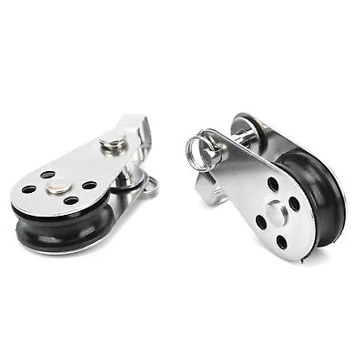 2pcs Stainless Steel Pulleys Small Lifting Pulley For Boat Sailing Kayaking❤ • £6.28