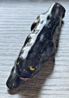 Vintage MCM Black Panther Cat Stalking Ceramic Figurine Japan Redware Small RARE • $23.98