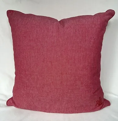 Ralph Lauren Red Chambray Decorative Pillow 22  Square Monogram Down/Feather EUC • $80