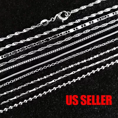 925 Silver Plated 9 Styles Snake Chain Fashion Necklace Women 16  18  20  22  24 • $1.95