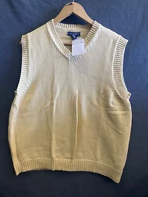 Ivy Crew Golf Mens Yellow Sweater Vest Size Large 100% Cotton Vintage • $9.59