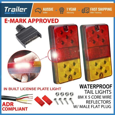 $43.34 • Buy LED TRAILER TAIL LIGHT KIT PAIR PLUG, 8m 5 CORE WIRE CARAVAN BOAT UTE Waterproof