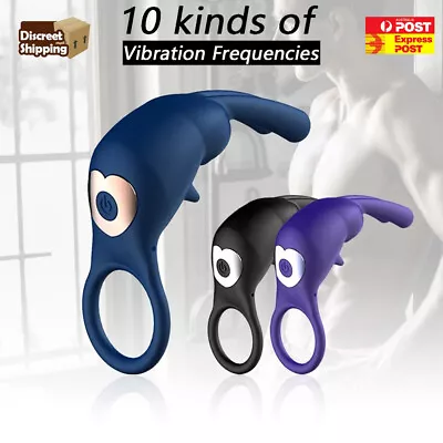Men Cock Ring Vibrator G-spot Clit Massager Penis Rechargable Sex Toy For Couple • $14.95