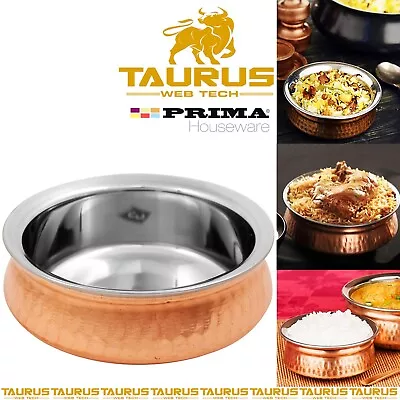 17cm Copper Handi S/s Curry Serving Dish Authentic Karahi Balti Wok Uk Free P&p • £112.99