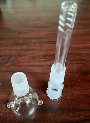 2 Pcs Lot- 19mm- 5.5  Glass Down Stems & 19mm Clear Glass Male Bowl For W/P • $9.99