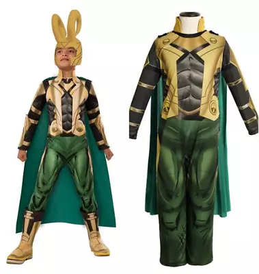 Child Kids Boy Marvel Avengers Loki Costume Jumpsuit Halloween Party Fancy Dress • £23.72