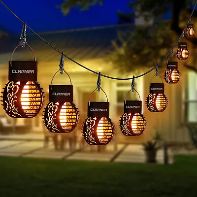 CLAONER Hanging Solar Light LED Flickering Flame Mini Lantern Outdoor Decor Lamp • $4.99