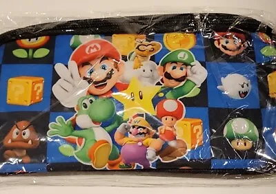 Nintendo Mario Super Sluggers Zip Pencil Bag Case Zipper Luigi Waluigi 8” • $9.99