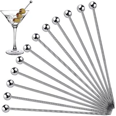 Metal Cocktail Picks For Drinks Stainless Steel，4 Inches Martini Olive Skewer... • $16.76