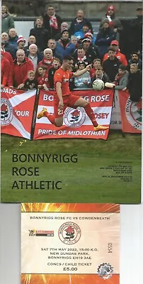 2021/22 Prog & Ticket BONNYRIGG ROSE V COWDENBEATH (Lge 2 Play-off 2nd Leg)   • £1.99