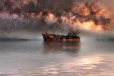 Milky Way Galaxy In Sky Above Old Shipwreck Photo Art Print Poster 18x12 • $10.98