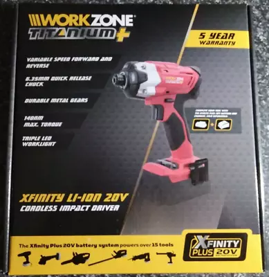 Workzone 20v Cordless Impact Driver Skin Only Power Tool Drill Hammer Work Home • $169.95