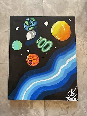 Alien UFO Space Original Canvas Art 8x10 • $8.99