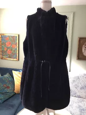 Vince Camuto Navy Blue Faux Fur Cinch Waist Vest XL • $22.99