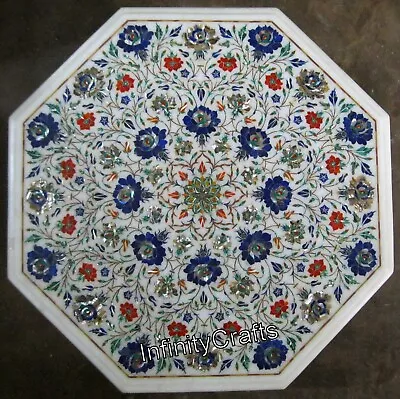 18 X 18 Inches Gemstones Inlaid Coffee Table Top Octagon Marble Entry Way Table • $527