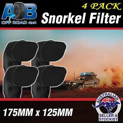 4x BLACK Snorkel Sock Pre Filter Cleaner 4 175x125mm Ram Head Cover Air Filter • $82