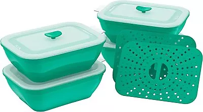 Collapse-it 4 Pack Green Silicone Vegetable Steamer & Food Storage Containers • $41.99