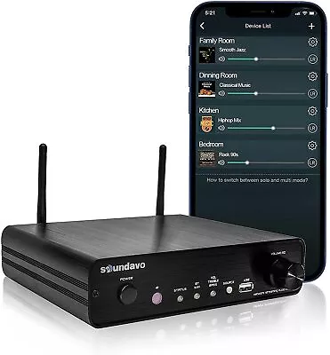 Soundavo NSA-250 Multiroom Music Streamer Amplifier 2 X 50W Airplay DLNA WiFi • $219.99