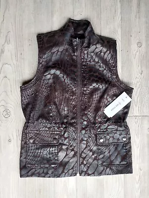 NWT Women’s Vest By Erin London Metallic Bronze Brown Geometric Pattern Med • $39.50