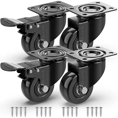 £12.99 • Buy 4 X Heavy Duty Swivel Castor Wheels Trolley 50mm Furniture Casters PU 200kg