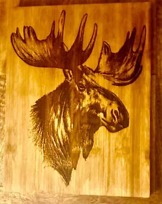 Laser Engrave Moose Head Handmade On Bamboo • $29.40