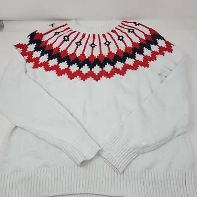 J. Crew Women’s Size Medium 100% Cotton Knit Graphic Fair Isle Sweater • $23.95