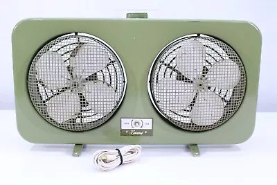 Lakewood Sage Green VTG Table Fan Window Works Retro Prop In Out Metal MCM White • $199.99