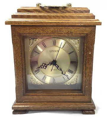 Linden Quartz Mantle Clock Golden Oak Wood Grain (Battery) VTG • $19.99