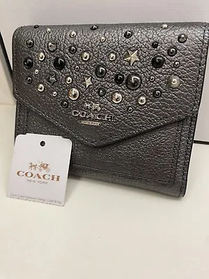 £30 • Buy Coach Metallic Grey Leather Purse Card Coin  New With Tag
