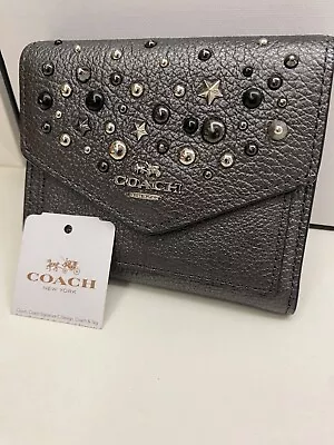 £30 • Buy Coach Metallic Grey Leather Purse Card Coin  New With Tag