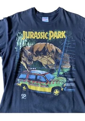 Vintage Jurassic Park T-Rex Movie Scene Black T-Shirt Size XL • $85