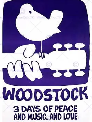 Music Festival Woodstock Peace Love Dove Guitar Bird Art Print Posterbb6788b • £11.99