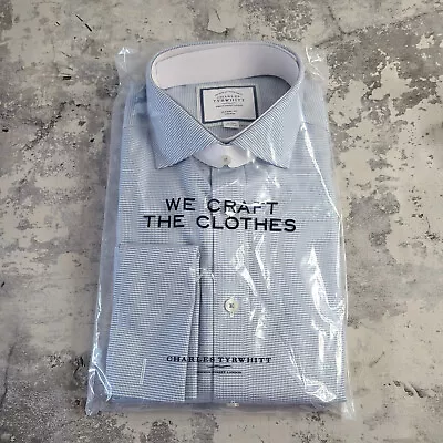 Charles Tyrwhitt Shirt Blue 16  Classic Fit  Non Iron French Cuff 33  Sleeve • £24.95