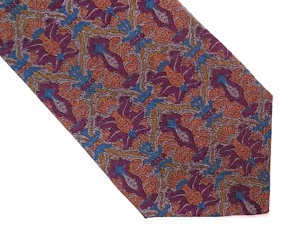 FUMAGALLI'S Mens Silk Necktie SPAIN Hand Made Luxury GEOMETRIC Maroon/Blue NWT • $7.65