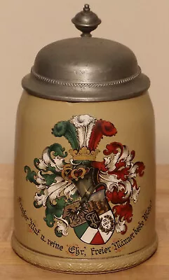 Fraternity Student Wappen & Motto By Mettlach 1/2 L German Beer Stein Antique • $165