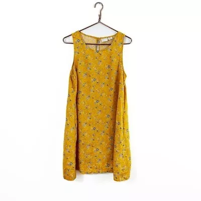 $23.09 • Buy Rachel Zoe 100% Linen Womens Medium Mustard Yellow Floral Shift Dress W Pockets