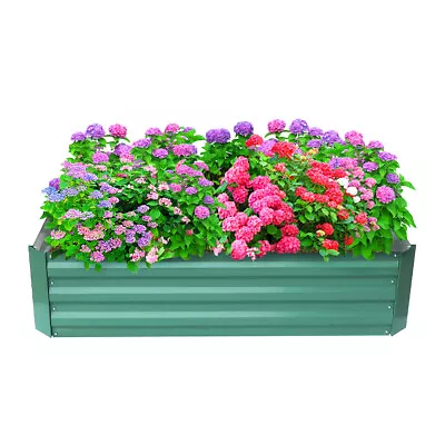 Galvanized Raised Garden Bed Outdoor Large Metal Planter Box Steel Kit Green • £23.99