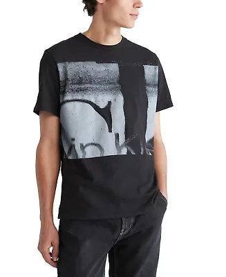 Calvin Klein Men's Short-Sleeve Cut-Off Monogram Logo Graphic T-Shirt Black-Med • $24.99