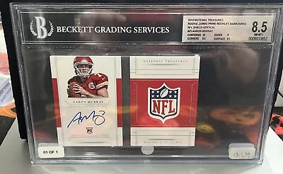 2014 Panini National Treasures #25 Aaron Murray NFL Shield Auto BGS 8.5 1/1 • $145