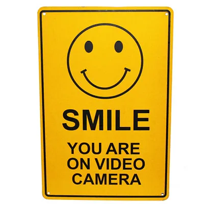 2x Surveillance Sign Smile On Video Camera CCTV 200x300mm Metal Al Reflective • $20.14