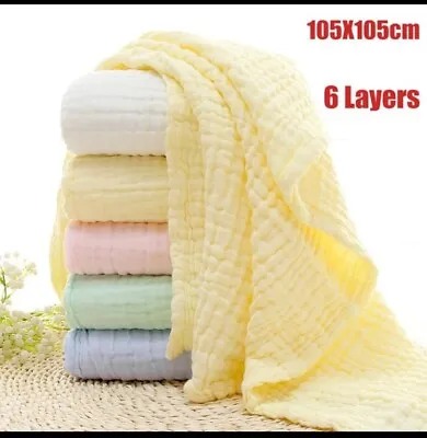 £13.99 • Buy 100% Bamboo Cotton Gauze Soft Muslin Swaddle Blanket Baby Towel 105x105 Cm