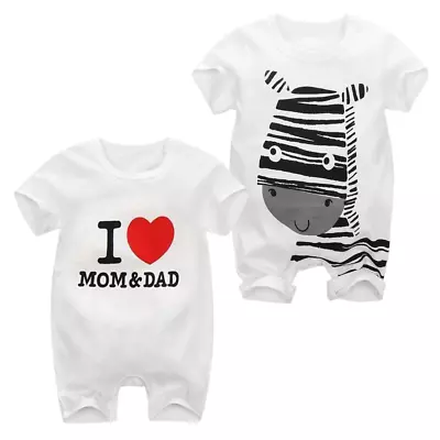 Cotton Baby Cartoon Short Sleeve Romper Boy Girl Clothes Newborn Jumpsuit 0-24M • $6.60