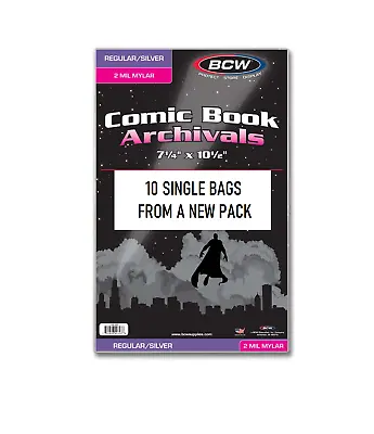 (10 Single Bags) BCW Silver Age Comic Book Mylar Bags Sleeves 2 Mil Archivals • $7.49