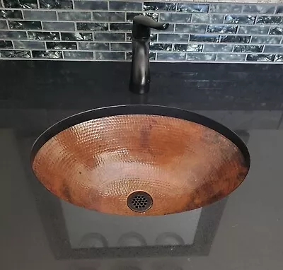 19  Oval Copper Bathroom Sink In Natural Patina Drop In Or Under Mount • $149.95